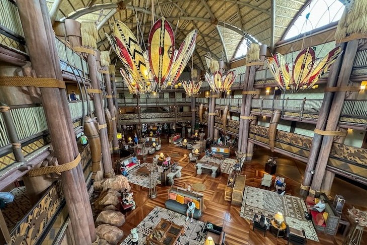 The Lodge's gorgeous lobby from above